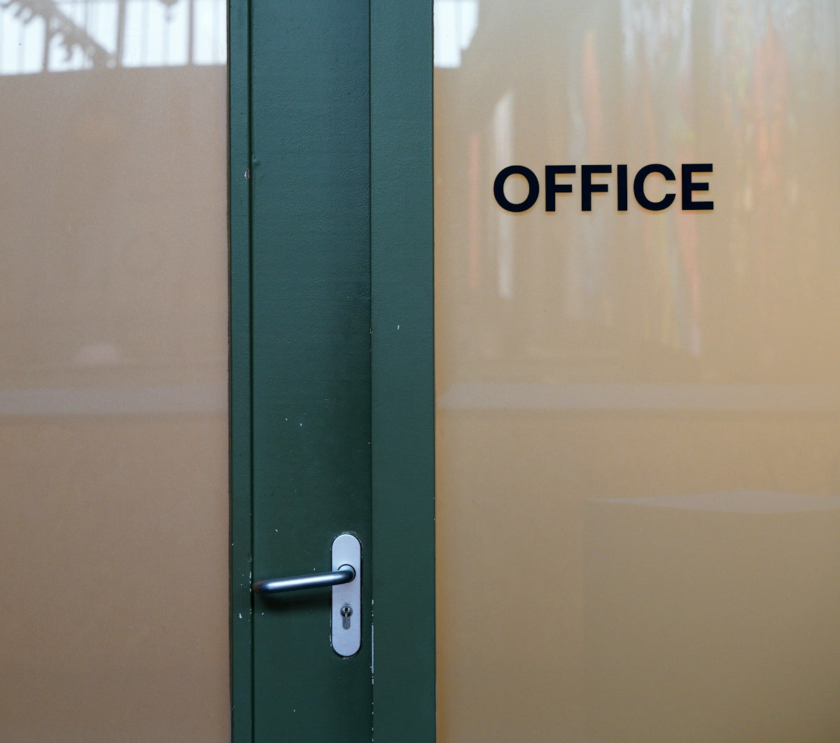 An office door with the word office written on it