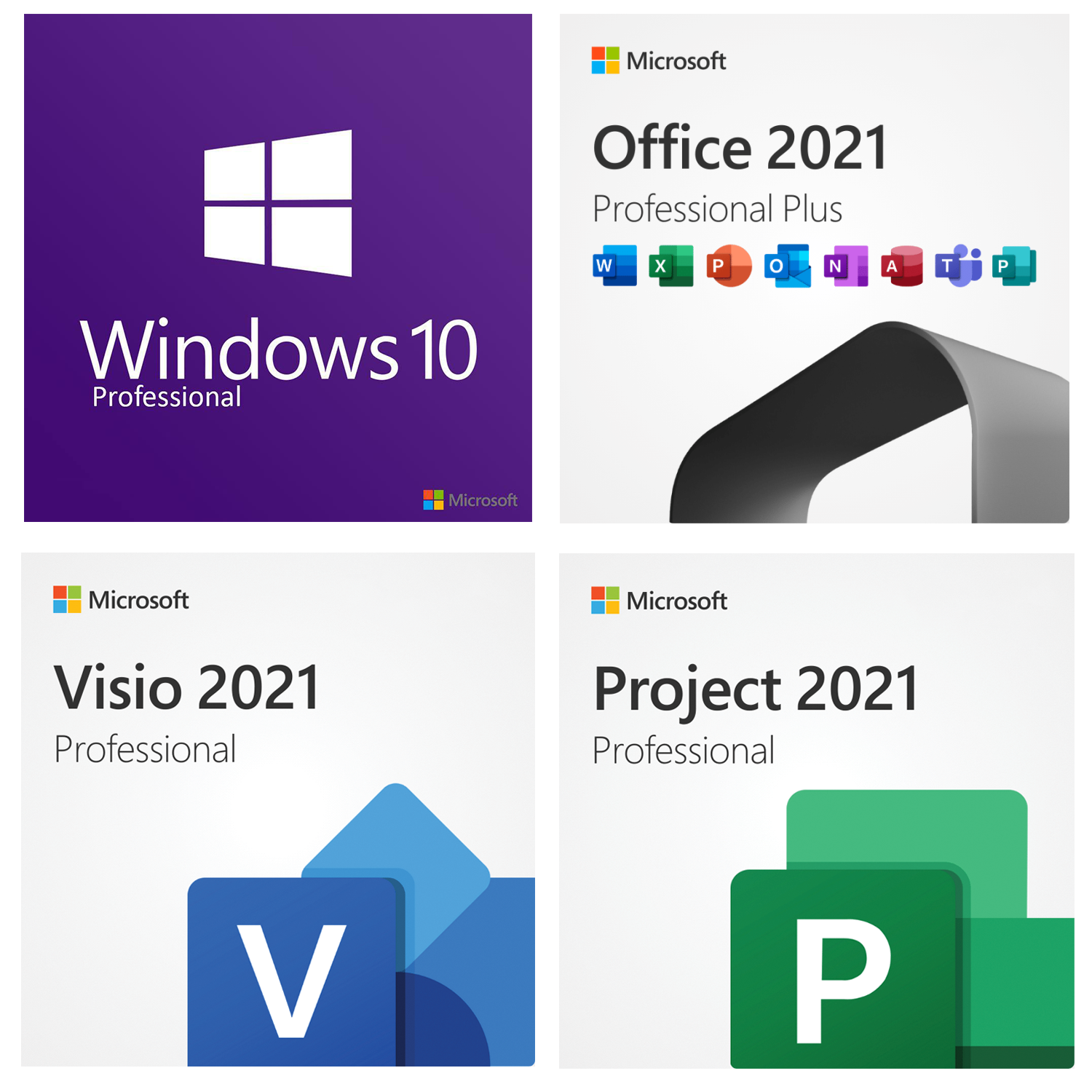 Win 10 Pro + Office 2021 ProPlus + Visio 2021 Pro + Project 2021 Pro - Softwareg.com.au