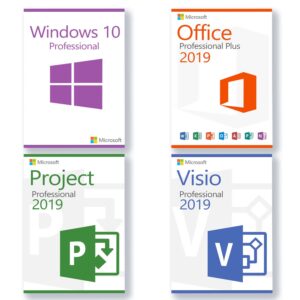 Vorteilspaket: Microsoft Visio 2019 Professional - Microsoft Project 2019 Professional - Microsoft Office 2019 Professional Plus - Microsoft Windows 10 Professional