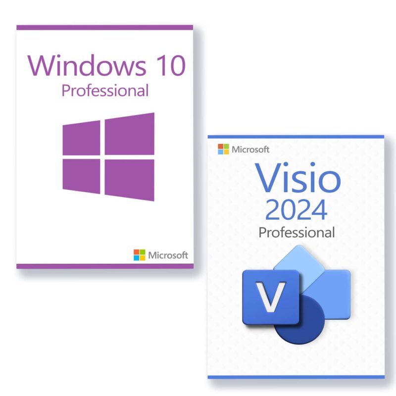 Microsoft Windows 10 Professional + Microsoft Visio 2024 Professional Lizenz für 3 PC